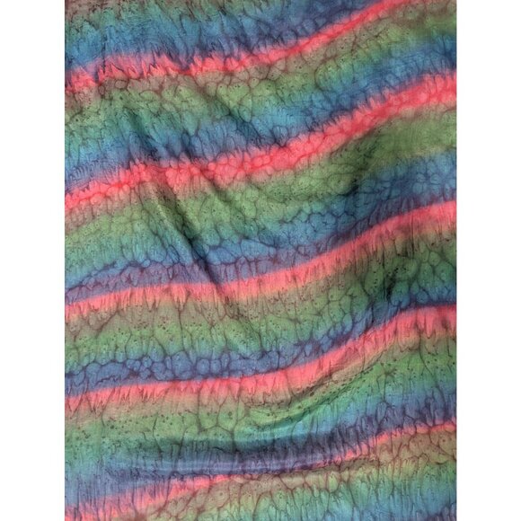Handmade Bursa Ipek 100% Silk Scarf Multicolor Tie-Dye Design Made In Turkey - Picture 2 of 7